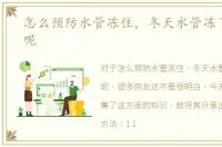 怎么预防水管冻住，冬天水管冻了怎么办呢