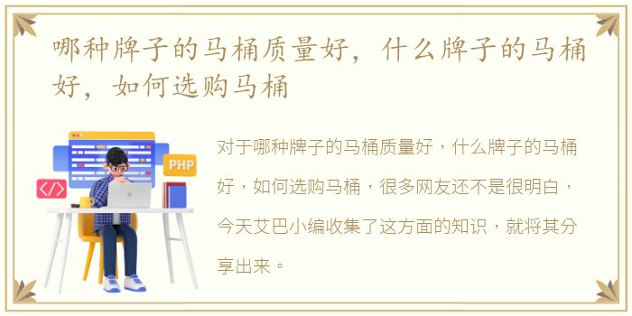 哪种牌子的马桶质量好，什么牌子的马桶好，如何选购马桶
