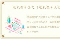 电机型号含义（电机型号大全）
