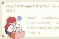 ViVo手机比oppo手机贵吗？（vivo手机价格表）
