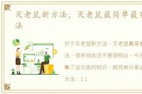 灭老鼠新方法，灭老鼠最简单最有效的方法