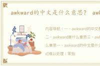 awkward的中文是什么意思？ awkward
