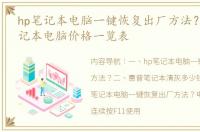 hp笔记本电脑一键恢复出厂方法？ 惠普笔记本电脑价格一览表