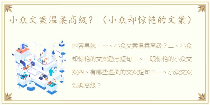 小众文案温柔高级？（小众却惊艳的文案）