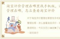 淘宝评价管理在哪里找手机版，淘宝评价管理在哪，怎么查看淘宝评价