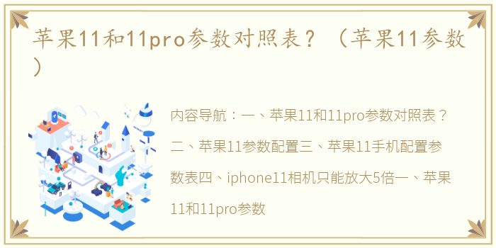 苹果11和11pro参数对照表？（苹果11参数）