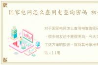 国家电网怎么查用电查询密码 初始密码