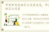 苹果蜂窝数据怎么设置速度，苹果蜂窝数据怎么设置