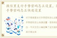 微信里支付手势密码怎么设置，微信支付手势密码怎么快速设置