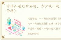有谁知道硅矿石粉，多少钱一吨（单晶硅价格）