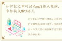 如何把文章转换成mp3格式电脑，如何把文章转换成MP3格式