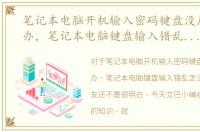 笔记本电脑开机输入密码键盘没反应怎么办，笔记本电脑键盘输入错乱怎么办