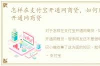 怎样在支付宝开通网商贷，如何用支付宝开通网商贷