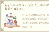 jpg怎么转换成jpeg格式，怎样把jpeg图片转换成jpg格式