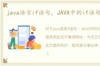 java语言if语句，JAVA中的if语句的使用