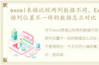 excel表格比较两列数据不同，Excel两列排列位置不一样的数据怎么对比