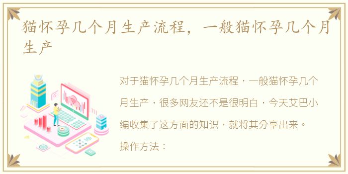 猫怀孕几个月生产流程，一般猫怀孕几个月生产