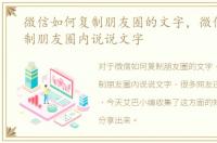 微信如何复制朋友圈的文字，微信如何复制朋友圈内说说文字