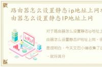 路由器怎么设置静态ip地址上网功能，路由器怎么设置静态IP地址上网