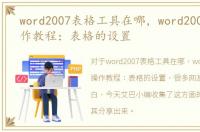 word2007表格工具在哪，word2007基本操作教程：表格的设置