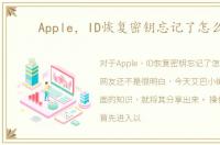 Apple，ID恢复密钥忘记了怎么办