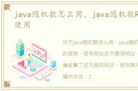 java随机数怎么用，java随机数Random的使用