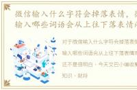 微信输入什么字符会掉落表情，微信聊天输入哪些词语会从上往下落表情雨