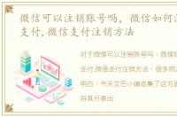 微信可以注销账号吗，微信如何注销微信支付,微信支付注销方法