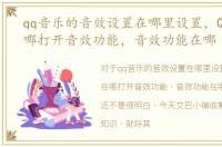 qq音乐的音效设置在哪里设置，QQ音乐在哪打开音效功能，音效功能在哪