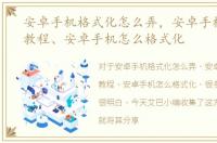 安卓手机格式化怎么弄，安卓手机格式化教程、安卓手机怎么格式化
