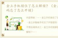 金立手机锁住了怎么解锁？（金立手机密码忘了怎么开锁）