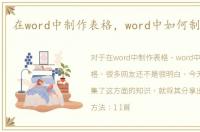 在word中制作表格，word中如何制作表格