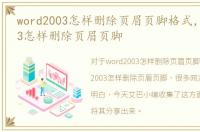 word2003怎样删除页眉页脚格式，Word2003怎样删除页眉页脚