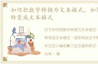 如何把数字转换为文本格式，如何把数字转变成文本格式