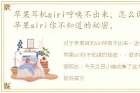 苹果耳机siri呼唤不出来，怎么调戏siri，苹果siri你不知道的秘密，