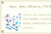 Case，when_在Oracle_中的用法