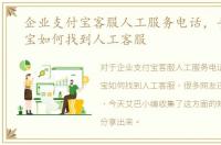企业支付宝客服人工服务电话，手机支付宝如何找到人工客服
