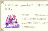 华为p30matepro参数？（华为p30pro参数配置）