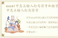 excel中怎么输入打勾符号和数字，excel中怎么输入打勾符号