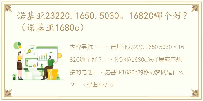 诺基亚2322C.1650.5030。1682C哪个好？（诺基亚1680c）