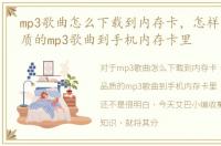 mp3歌曲怎么下载到内存卡，怎样下载高品质的mp3歌曲到手机内存卡里