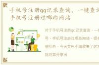 手机号注册qq记录查询，一键查询的QQ号、手机号注册过哪些网站