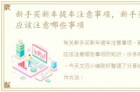新手买新车提车注意事项，新手买车提车应该注意哪些事项