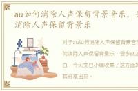 au如何消除人声保留背景音乐，关于如何消除人声保留背景乐