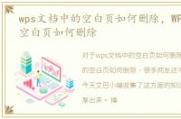 wps文档中的空白页如何删除，WPS文档的空白页如何删除