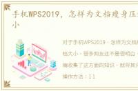 手机WPS2019，怎样为文档瘦身压缩文档大小