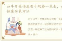 公牛开关插座型号规格一览表，公牛开关插座安装方法