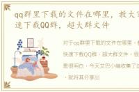qq群里下载的文件在哪里，教大家如何快速下载QQ群，超大群文件