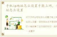 手机ip地址怎么设置才能上网，手机ip地址怎么设置