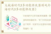 大航海时代3多功能修改器游戏介绍（大航海时代3多功能修改器）